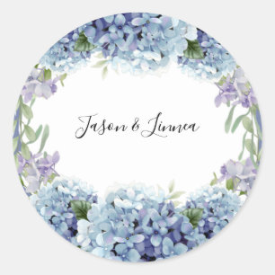 Adesivo Redondo Esqueça-Me-Não Flores Aquarela Elegante