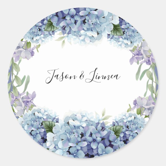 Adesivo Redondo Esqueça-Me-Não Flores Aquarela Elegante (Frente)