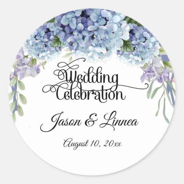 Adesivo Redondo Esqueça-Me-Não Flores Aquarela Elegante (Frente)