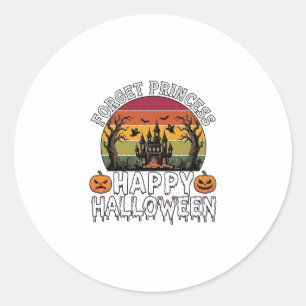 Adesivo Redondo Esqueça Princesa Feliz Halloween Casa Assombrada B
