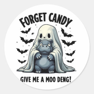 Adesivo Redondo Esquece que o Candy me dá Moo Deng Halloween Fanta