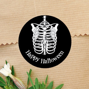 Adesivo Redondo Esqueleto Assustador Feliz Halloween 