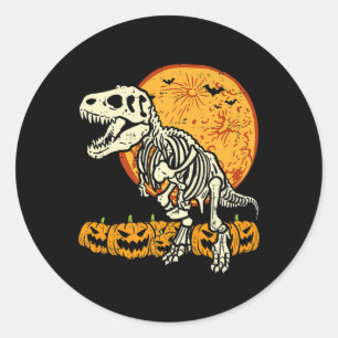 Adesivo Redondo Esqueleto Bonito Dinossaur Trex Dino Pumpkins Moon