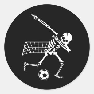 Adesivo Redondo Esqueleto Dabbing Futebol Humor Engraçado Presente