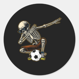 Adesivo Redondo Esqueleto Dabbing Jogador de Futebol Legal Hallowe