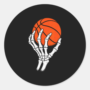 Adesivo Redondo Esqueleto de basquete segurando bola de basquete