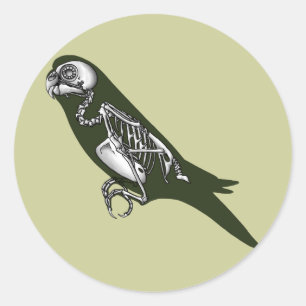 Adesivo Redondo Esqueleto de Budgie