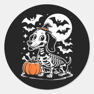 Adesivo Redondo Esqueleto de Cão engraçado de Halloween Ossos de C