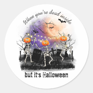 Adesivo Redondo Esqueleto de dança de Halloween personalizado