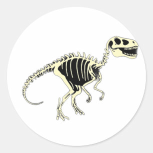 Adesivo Redondo Esqueleto de Dinossauro Brilhante no escuro