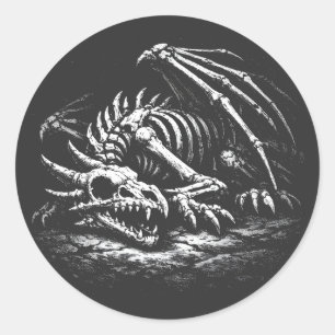 Adesivo Redondo Esqueleto de Dragão — por BurnsInHell