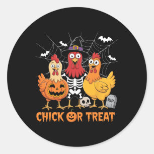 Adesivo Redondo Esqueleto de Frango Chick ou Treat Fazendeiro Dive