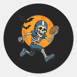 Adesivo Redondo Esqueleto de Futebol Americano Halloween Esporte F