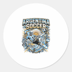 Adesivo Redondo Esqueleto de futebol da Argentina atacante das naç