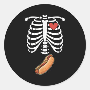 Adesivo Redondo Esqueleto de Gravidez Hotdog Barriga Saliência Cai
