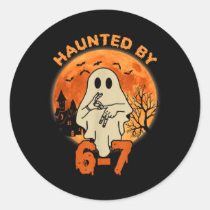 Adesivo Redondo Esqueleto de Halloween Assombrado Número Seis Sete