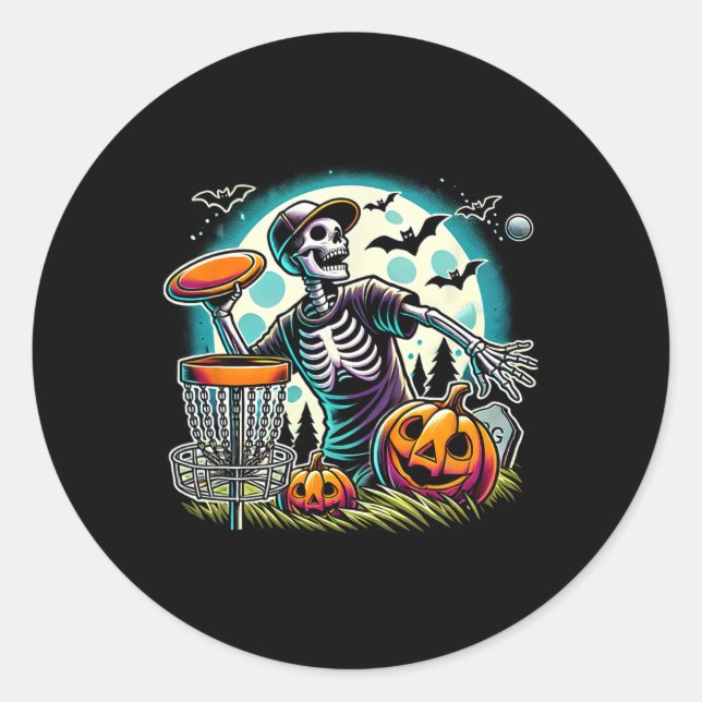 Adesivo Redondo Esqueleto de Halloween Disc Golf _2 (Frente)