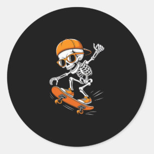 Adesivo Redondo Esqueleto de Halloween Skateboard Skate Patinete D
