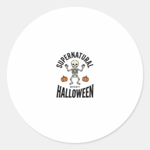 Adesivo Redondo Esqueleto de Halloween Supernatural Engraçado Vint