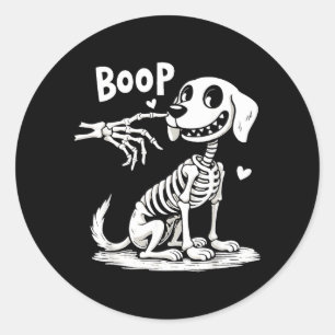 Adesivo Redondo Esqueleto de Mão Boop e Cachorro Dia das Bruxas En