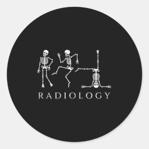 Adesivo Redondo Esqueleto de radiologia engraçado dançando técnico