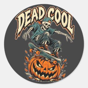 Adesivo Redondo Esqueleto de skate Dead Cool