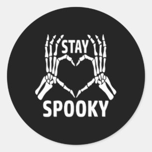 Adesivo Redondo Esqueleto Divertido Mãos Pocket Heart Halloween C