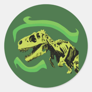 Adesivo Redondo Esqueleto do dinossauro de T-Rex