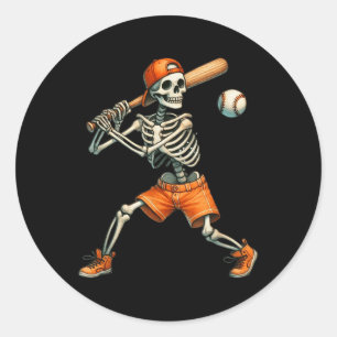 Adesivo Redondo Esqueleto Engraçado Batendo Homens do Halloween do