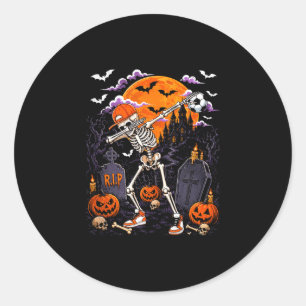Adesivo Redondo Esqueleto fazendo dabbing fantasia de Halloween jo