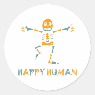 Adesivo Redondo Esqueleto humano feliz