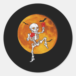 Adesivo Redondo Esqueleto Muay Thai Halloween Kickboxing Mma 