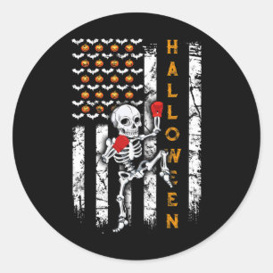 Adesivo Redondo Esqueleto Muay Thai Halloween Kickboxing Mma Bande