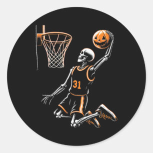 Adesivo Redondo Esqueleto Sketll Jogador Assustador Para o Hallowe