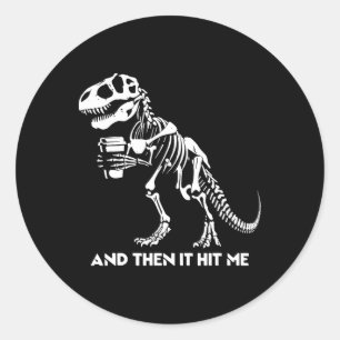 Adesivo Redondo Esqueleto T-rex Dinossauro Halloween Homens Mulher