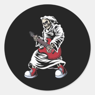 Adesivo Redondo esqueleto tocando guitarra - Acústica