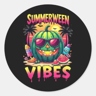 Adesivo Redondo Esqueleto Verão Vibes de Summerween Melancia Jack-