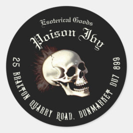 Adesivo Redondo Esqueletos Dançantes da Morte Negra Halloween