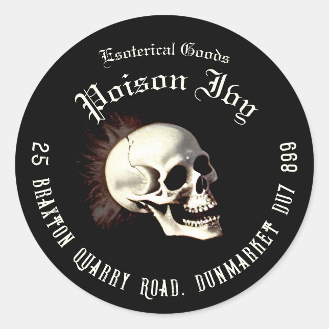 Adesivo Redondo Esqueletos Dançantes da Morte Negra Halloween (Frente)