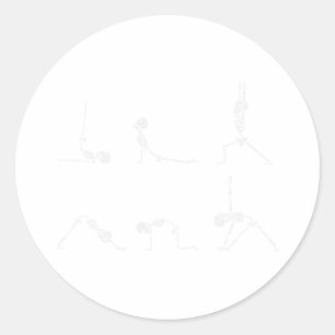 Adesivo Redondo Esqueletos de Yoga Asana Namaste Sala de Meditação