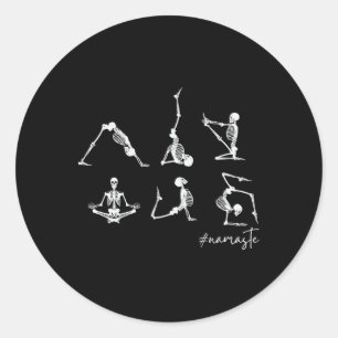 Adesivo Redondo Esqueletos de Yoga Namaste