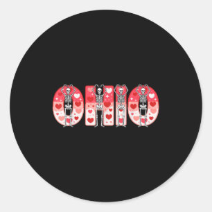 Adesivo Redondo Esqueletos engraçados de O-h-i-o Ohio no Dia dos N