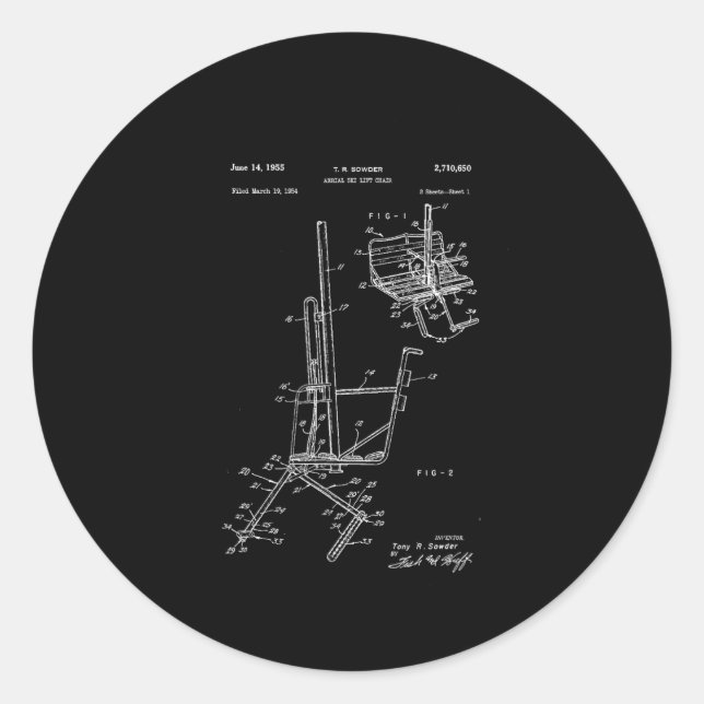Adesivo Redondo Esquema Da Cadeira De Levante De Esqui (Frente)