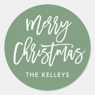 Adesivo Redondo Esquema de Natal Feliz Personalizado Verde