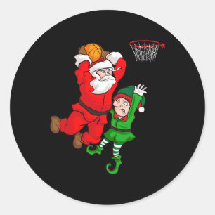 Adesivo Redondo Esquema de Natal Santa Claus Slam Dunk Elf Engraça