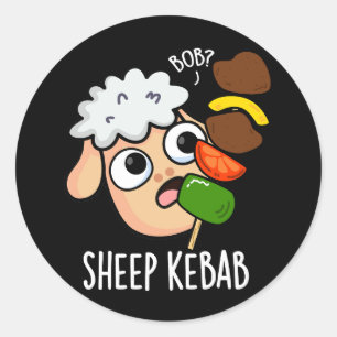 Adesivo Redondo Esquete de Kebabe de Ovelha Piada de Shish Kebab F