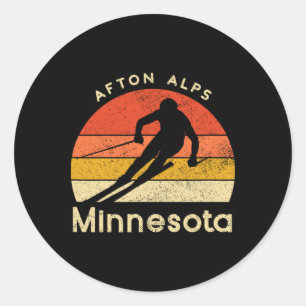 Adesivo Redondo Esqui Antigo Afton Alps Montanha Minnesota