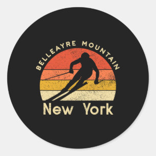 Adesivo Redondo Esqui Antigo Montanha Belleayre Nova York Montanha