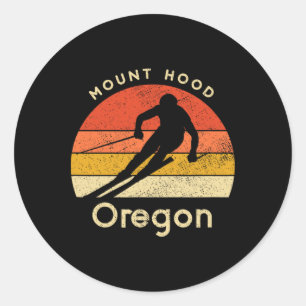 Adesivo Redondo Esqui Antigo Monte Hood Oregon Montanha