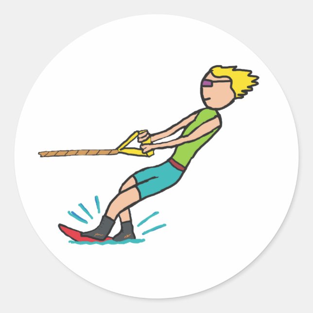 Adesivo Redondo Esqui aquático (Frente)